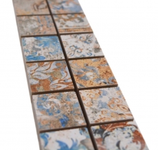 Bordure Borde Mosaïque mix fort multicolore mat aspect moquette carreau de mosaïque mur cuisine carrelage salle de bain mur douche MOS18BOR-25CV_f