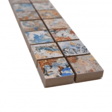 Bordure Borde Mosaïque mix fort multicolore mat aspect moquette carreau de mosaïque mur cuisine carrelage salle de bain mur douche MOS18BOR-25CV_f