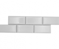 Bordure Borde Mosaïque blanc brillant aspect métro Carreau de cuisine Miroir de salle de bain Paroi de douche MOS26BORM-0101_f