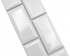Bordure Borde Mosaïque blanc brillant aspect métro Carreau de cuisine Miroir de salle de bain Paroi de douche MOS26BORM-0101_f