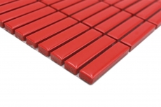 Motif à main Mosaïque Céramique Bâtons Rétro Vintage Années 50 Années 60 Lanières rouge brillant MOS24-BM7_m