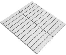 Motif à main Mosaïque en céramique Bâtons Modern Art blanc mat MOS24-S20_m