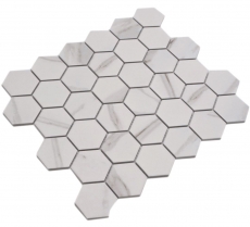 Motif manuel Mosaïque céramique Hexagone Calacatta hexagone blanc gris brun mat MOS11G-0112_m