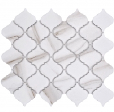 Motif main Mosaïque céramique Florentine Calacatta Vintage blanc gris-brun mat MOS13-0204_m