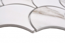 Échantillon manuel de mosaïque en céramique Écailles de poisson Calacatta blanc gris-brun mat MOS13-FS112_m