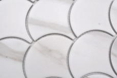 Échantillon manuel de mosaïque en céramique Écailles de poisson Calacatta blanc gris-brun mat MOS13-FS112_m
