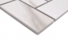 Échantillon manuel de carreaux de mosaïque céramique à chevrons Calacatta blanc gris brun mat MOS24-1112_m