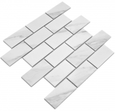 Échantillon manuel de carreaux de mosaïque en céramique assemblage Cararra blanc gris mat MOS26M-1102_m