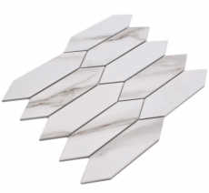Échantillon manuel de mosaïque céramique Hexagone hexagonal Calacatta blanc gris brun mat MOS13-L1112_m