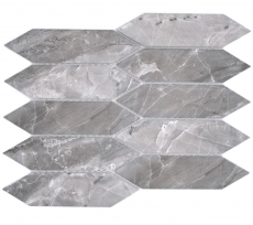 Échantillon manuel de mosaïque céramique Hexagone hexagonal aspect pierre allongé gris foncé mat MOS13-L0208_m