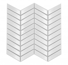 Échantillon manuel de carreaux de mosaïque céramique à chevrons uni blanc brillant MOS24-EV31_m