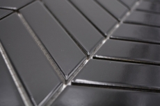 Échantillon manuel de carreaux de mosaïque céramique à chevrons uni noir brillant MOS24-EV39_m