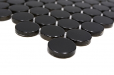 Échantillon manuel de carreaux de mosaïque céramique Bouton Loop Penny rond uni noir brillant MOS10-0300GR_m