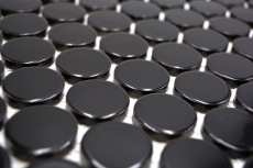 Échantillon manuel de carreaux de mosaïque céramique Bouton Loop Penny rond uni noir brillant MOS10-0300GR_m