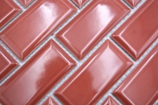 Échantillon manuel de carreaux de mosaïque céramique Metro aspect composite rouge uni MOS24-09R_m