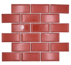 Échantillon manuel de carreaux de mosaïque céramique Metro aspect composite rouge uni MOS24-09R_m