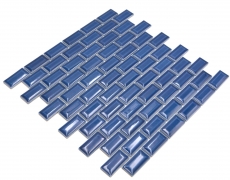 Échantillon manuel de carreaux de mosaïque céramique assemblage mural uni bleu cobalt MOS26-0414_m
