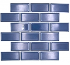 Échantillon manuel de carreaux de mosaïque céramique Metro aspect composite bleu cobalt uni MOS24-04K_m