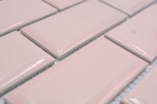 Échantillon manuel de mosaïque céramique Metro aspect composite uni rose pâle pastel MOS24-11T_m