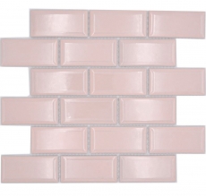Échantillon manuel de mosaïque céramique Metro aspect composite uni rose pâle pastel MOS24-11T_m