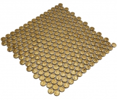 Motif à main de carreaux de mosaïque céramique Bouton Loop Penny rond uni or martelé MOS10-0707_m