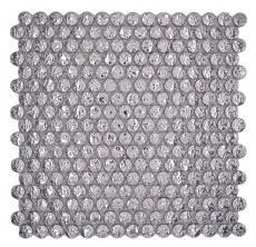 Motif manuel Bouton de mosaïque céramique Loop Penny rond uni argent martelé MOS10-0207_m