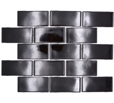 Échantillon manuel de carreaux de mosaïque céramique Metro Sybway composite uni noir brillant MOS26-112_m
