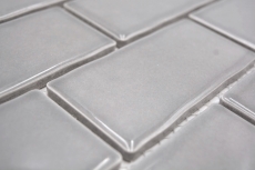 Échantillon manuel de carreaux de mosaïque céramique Metro Sybway composite uni gris pierre clair brillant MOS26-345_m