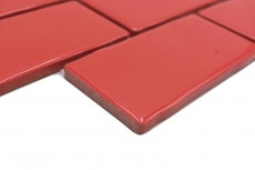 Échantillon manuel de carreaux de mosaïque céramique Metro Sybway composite uni rouge feu brillant MOS26-567_m