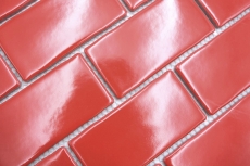 Échantillon manuel de carreaux de mosaïque céramique Metro Sybway composite uni rouge feu brillant MOS26-567_m