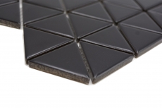 Échantillon manuel de carreaux de mosaïque céramique triangle diamant uni noir mat MOS13-t49_m