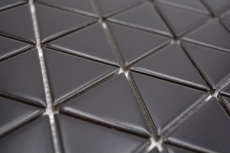 Échantillon manuel de carreaux de mosaïque céramique triangle diamant uni noir mat MOS13-t49_m