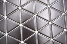 Échantillon manuel de carreaux de mosaïque céramique triangle diamant uni noir mat MOS13-t49_m
