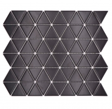 Échantillon manuel de carreaux de mosaïque céramique triangle diamant uni noir mat MOS13-t49_m