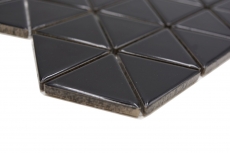 Échantillon manuel de carreaux de mosaïque céramique triangle diamant uni noir brillant MOS13-t59_m