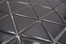 Échantillon manuel de carreaux de mosaïque céramique triangle diamant uni noir brillant MOS13-t59_m