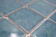 Échantillon manuel de carreaux de mosaïque céramique bleu vert émeraude stries MOS14-0403_m