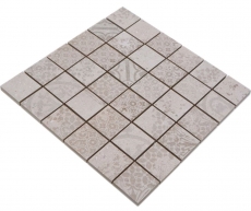 Échantillon manuel Carreau de mosaïque céramique Grès cérame fin gris clair beige à motifs MOS14-B1_m