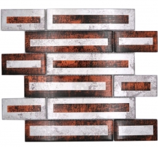 Échantillon manuel de mosaïque de verre Carreau de mosaïque aspect 2D brun argenté gris ombré MOS88-W1_m