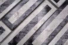 Échantillon manuel de mosaïque de verre Carreau de mosaïque aspect 2D noir argenté gris ombré MOS88-W5_m