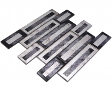 Échantillon manuel de mosaïque de verre Carreau de mosaïque aspect 2D noir argenté gris ombré MOS88-W5_m