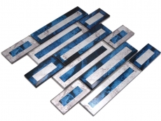 Échantillon manuel de mosaïque de verre Carreau de mosaïque 2D noir bleu gris ombré MOS88-W9_m