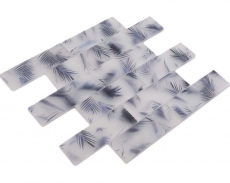 Échantillon manuel de mosaïque de verre Carreau de mosaïque composite blanc bleu mat aspect feuille MOS88-FL34_m