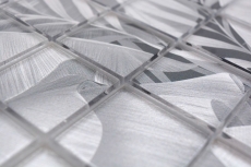 Motif manuel Mosaïque de verre Forêt pluviale Gris Aspect feuille MOS88-Pic03_m