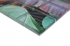 Motif manuel Mosaïque de verre Forêt tropicale Vert Violet Feuilles optiques MOS88-Pic09_m