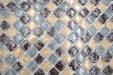 Échantillon manuel de mosaïque de verre carreau de mosaïque cassé gris beige marron MOS92-1302_m