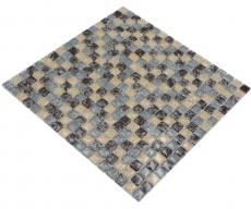 Échantillon manuel de mosaïque de verre carreau de mosaïque cassé gris beige marron MOS92-1302_m