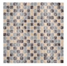 Échantillon manuel de mosaïque de verre carreau de mosaïque cassé gris beige marron MOS92-1302_m