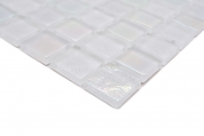 Échantillon manuel de mosaïque de verre small flip flop irisé blanc multicolore MOS65-S10_m