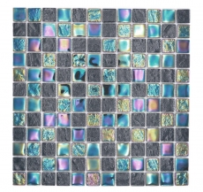 Échantillon manuel mosaïque de verre small flip flop irisé noir saphir multicolore MOS65-S65_m